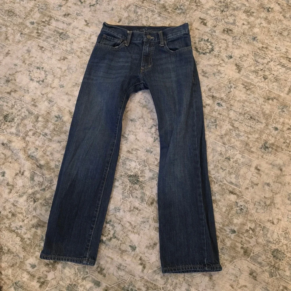 Old Navy Mens Authentic Straight Leg Jeans 28x30 Dark Wash Blue 100% Cotton